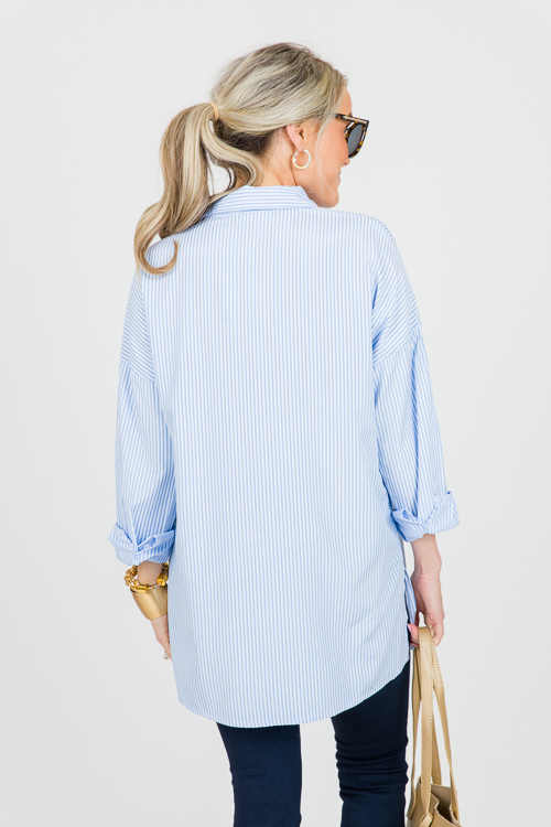 Britt Button Down, Blue Stripe