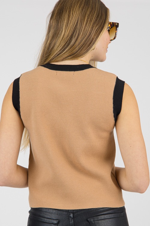 Contrast Trim Pocket Tank, Tan/Black - 0207-20.jpg