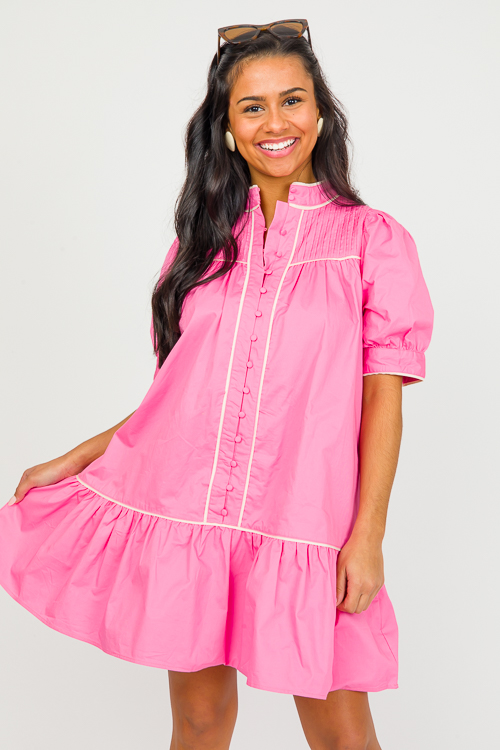 Piper Button Dress, Pink
