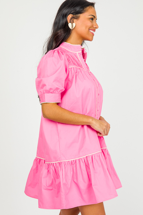 Piper Button Dress, Pink