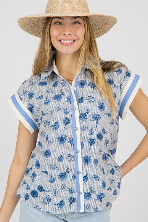 Mixed Signals Floral Shirt, Blu - 0207-34h.jpg