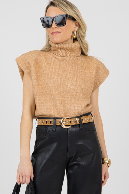 Power Shoulder Turtleneck, Beige