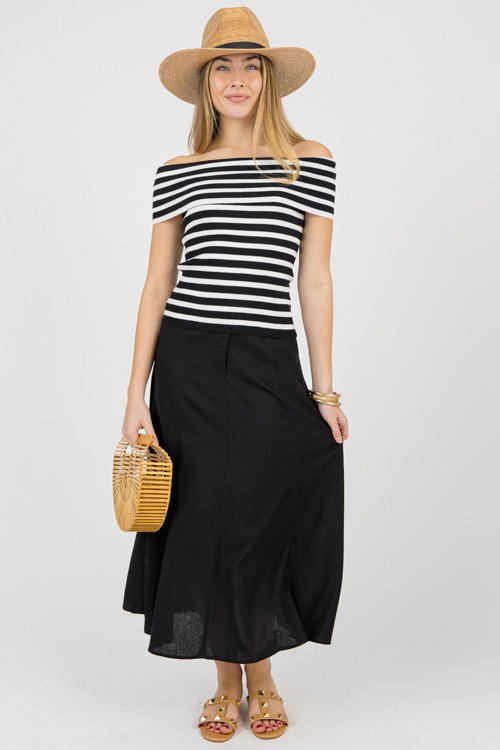 Eyes on Me Stripe Top, Black/Ivory