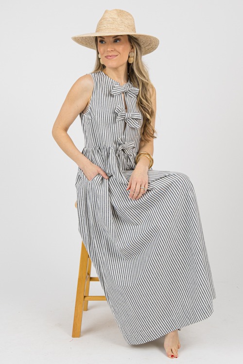 Bow Tie Stripe Maxi, Black