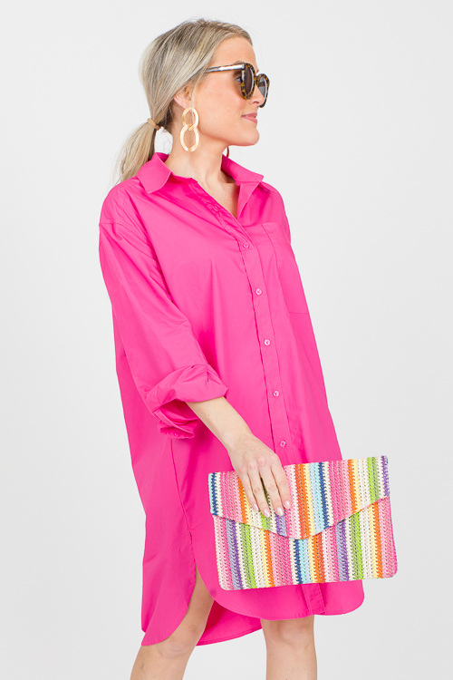 Classic Shirt Dress, Fuchsia