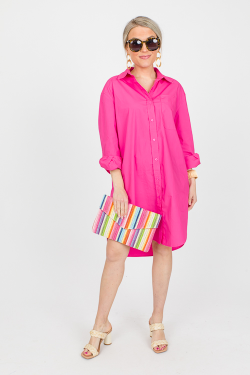 Classic Shirt Dress, Fuchsia