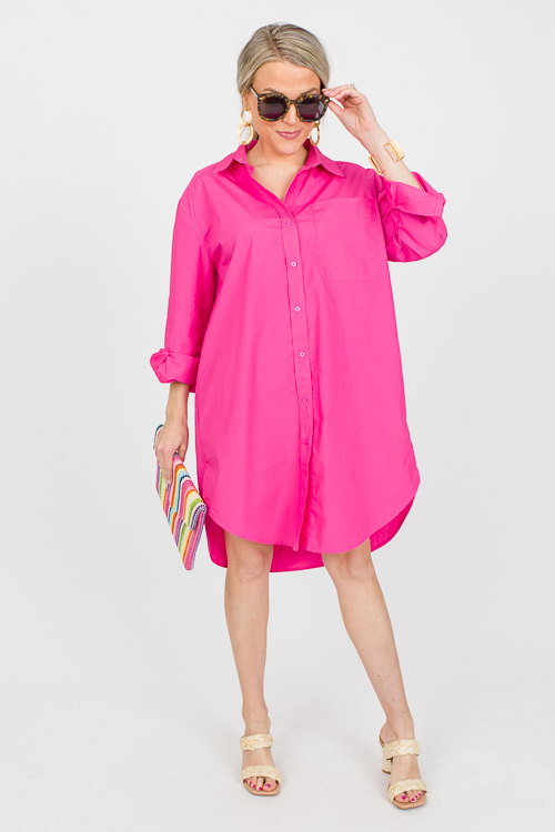 Classic Shirt Dress, Fuchsia