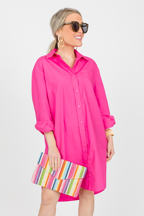 Classic Shirt Dress, Fuchsia