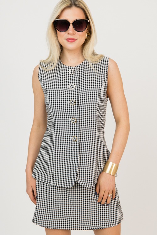 Gingham Button Romper, Black - 0209-115.jpg