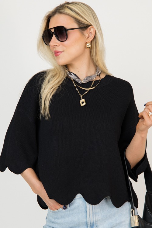 Scallop Hem Knit Sweater, Black - 0209-138p.jpg