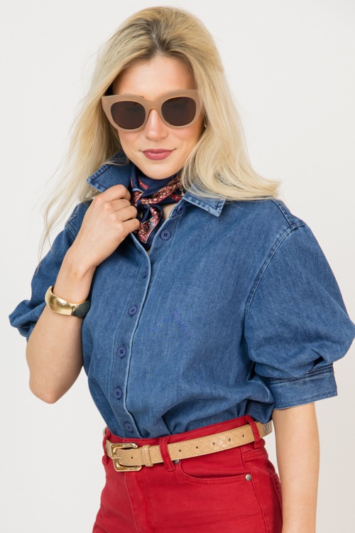 Ruched Sleeve Top, Denim - 0209-32p.jpg