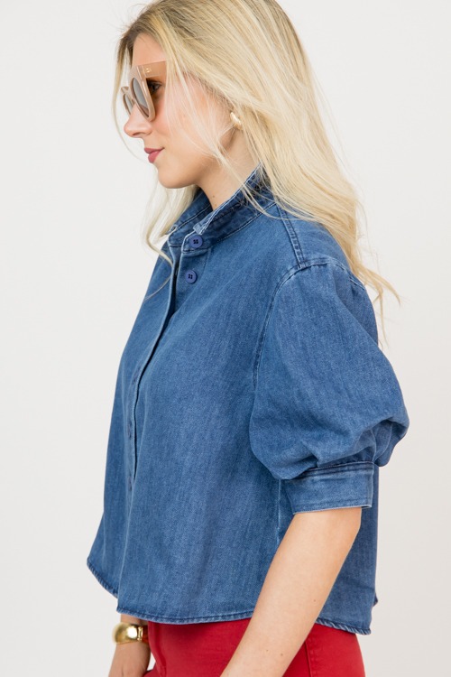 Ruched Sleeve Top, Denim - 0209-34.jpg