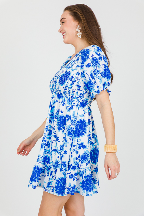 Rhodes Floral Dress, Blue