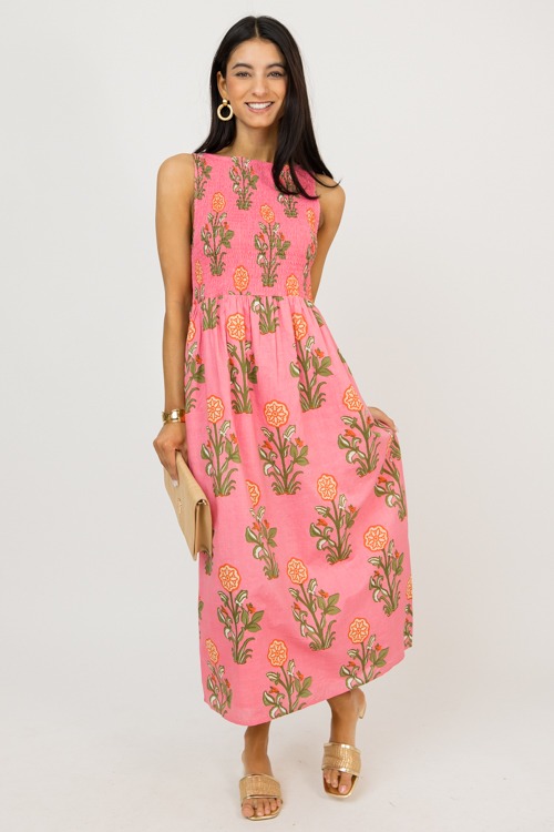 Smocked Floral Midi, Pink - 0210-90.jpg
