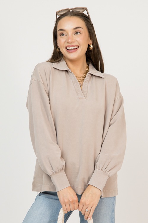 CAmille Collared Tee, Taupe - 0211-116.jpg