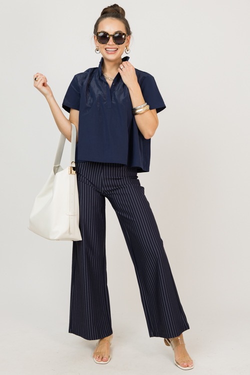 Metallic Collared Blouse, Navy - 0211-34.jpg