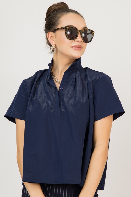 Metallic Collared Blouse, Navy - 0211-35.jpg