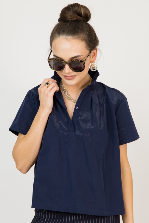 Metallic Collared Blouse, Navy - 0211-36.jpg