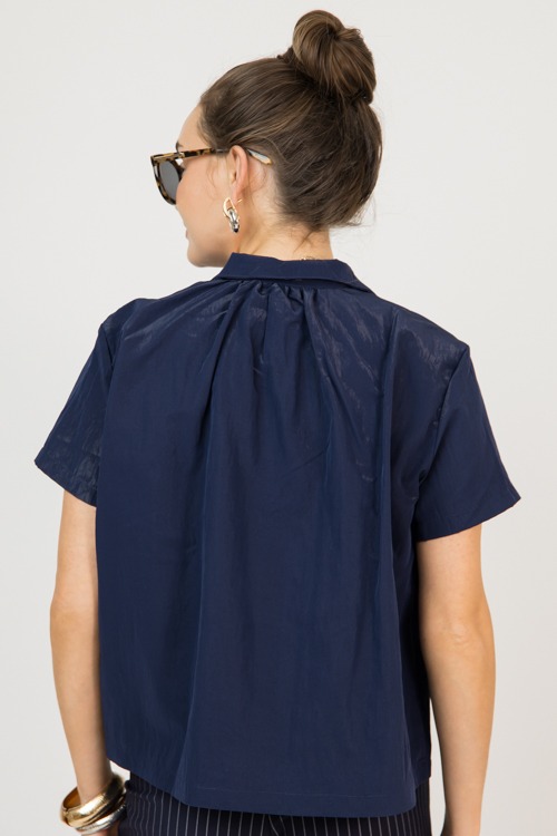 Metallic Collared Blouse, Navy - 0211-38.jpg