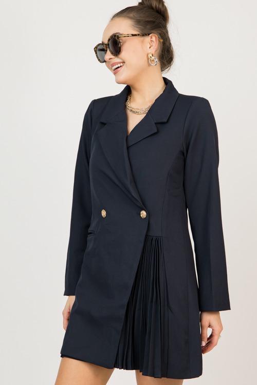 Side Pleat Blazer Dress, Navy - 0211-49.jpg