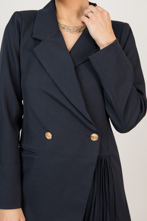 Side Pleat Blazer Dress, Navy - 0211-51.jpg