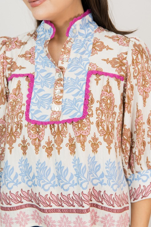 Crochet Trim Printed Top, Pink - 0211-86.jpg