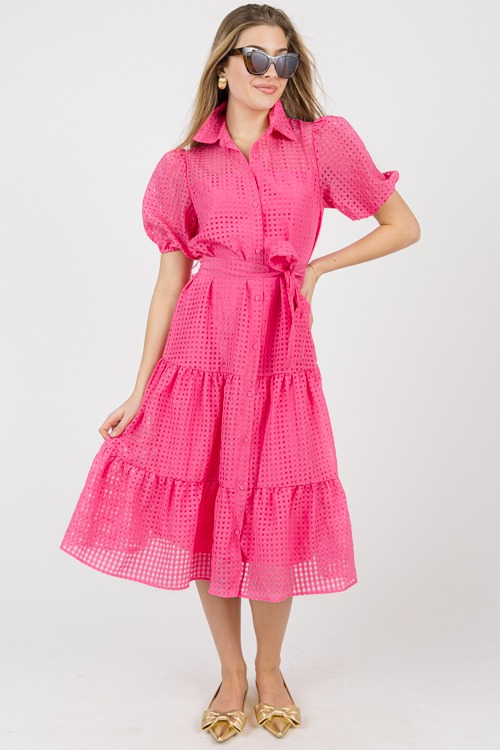 Check Yes Organza Midi, Pink