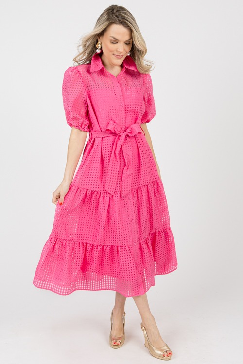 Check Yes Organza Midi, Pink