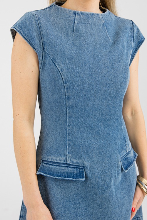 Cap Sleeve Pocket Dress, Denim - 0212-133.jpg