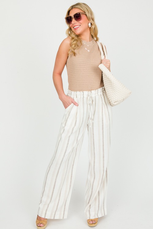 Shana Stripe Linen Pants, Khaki - 0212-30.jpg