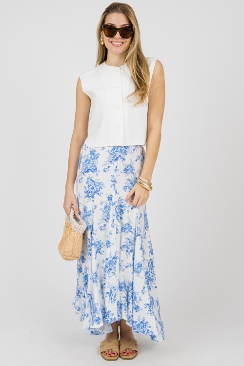 Blue Floral Maxi Skirt