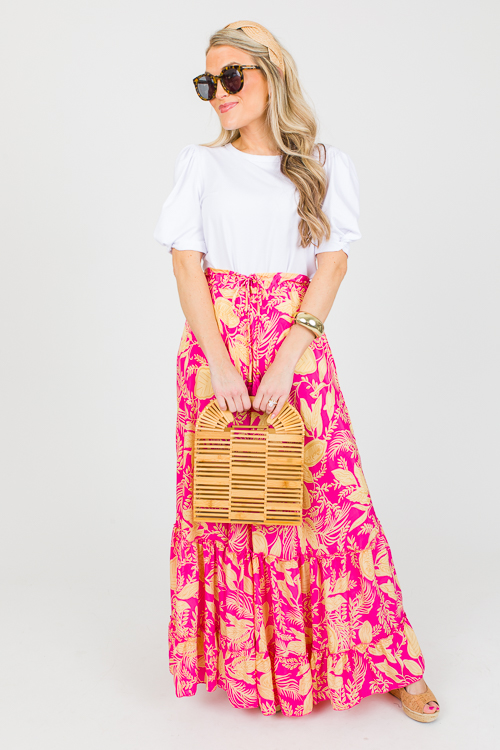 Palm Leaf Maxi Skirt, Fuchsia