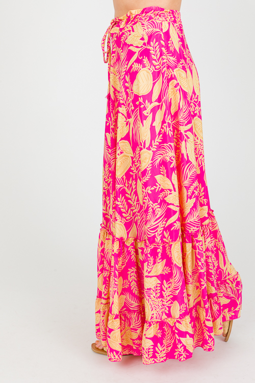 Palm Leaf Maxi Skirt, Fuchsia