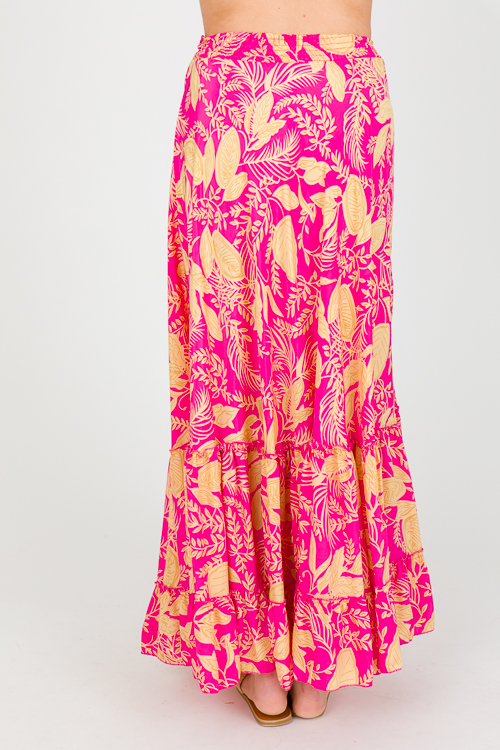 Palm Leaf Maxi Skirt, Fuchsia