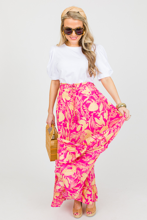 Palm Leaf Maxi Skirt, Fuchsia