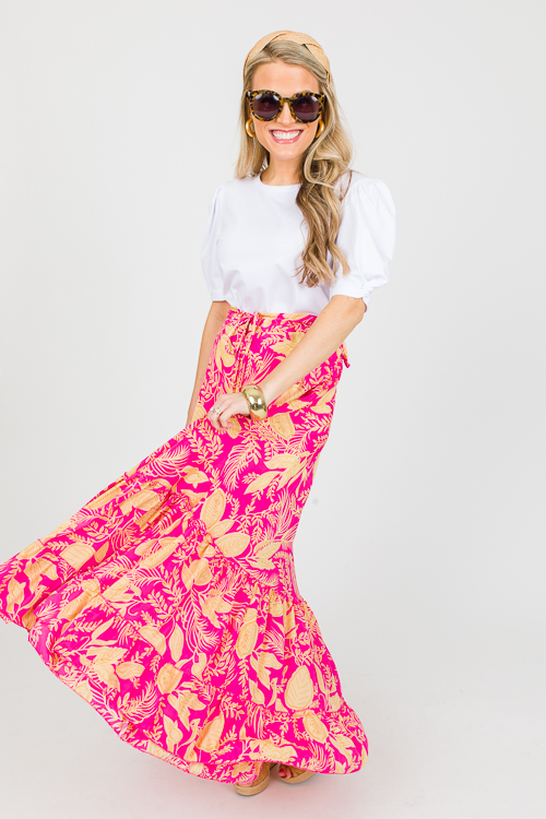 Palm Leaf Maxi Skirt, Fuchsia