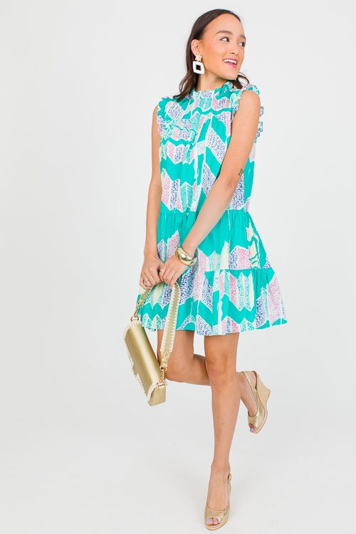 Montego Printed Dress, Jade