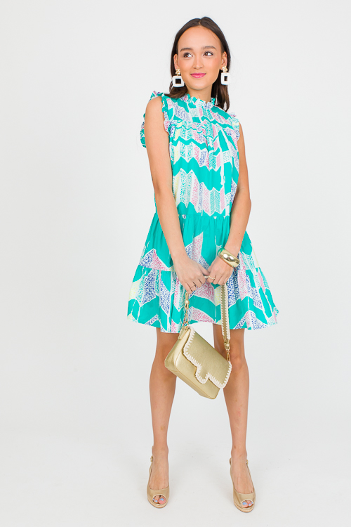 Montego Printed Dress, Jade