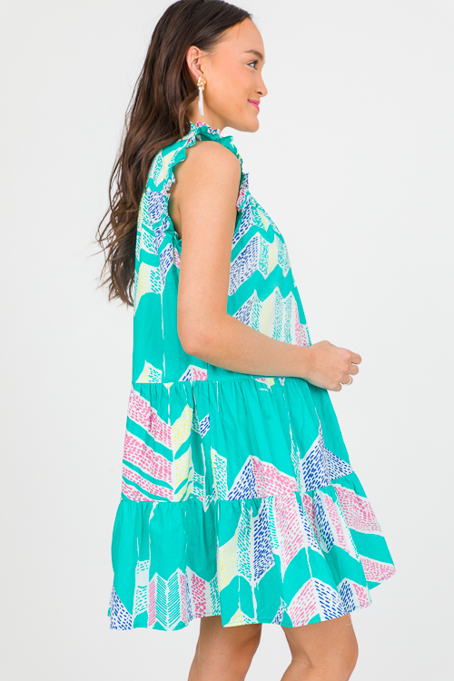 Montego Printed Dress, Jade