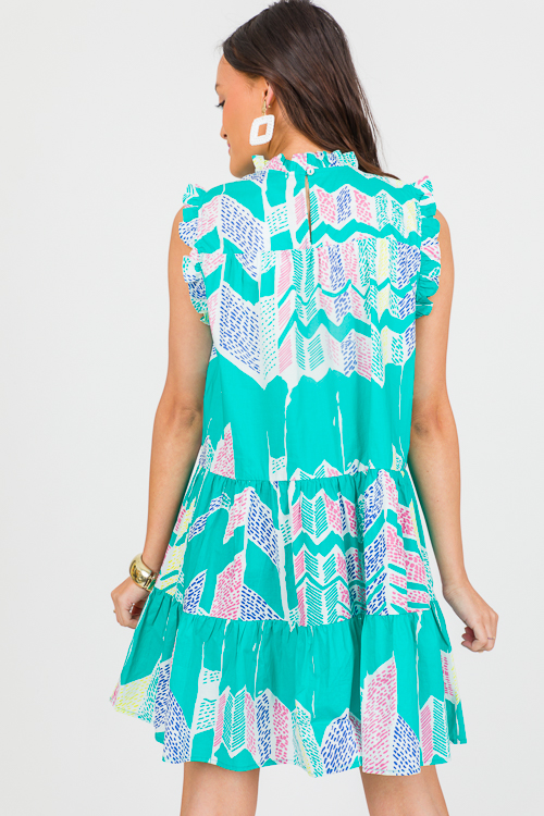 Montego Printed Dress, Jade