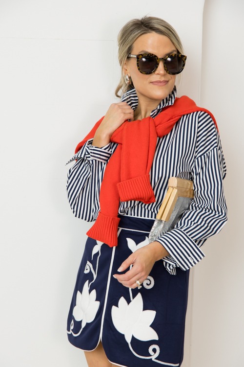 Floral Embroidery Skirt, Navy - 0213-276p.jpg