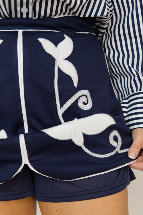 Floral Embroidery Skirt, Navy - 0213-281.jpg