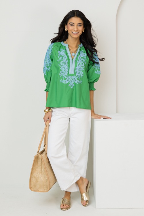 Eva Embroidery Blouse, Green - 0213-42p.jpg