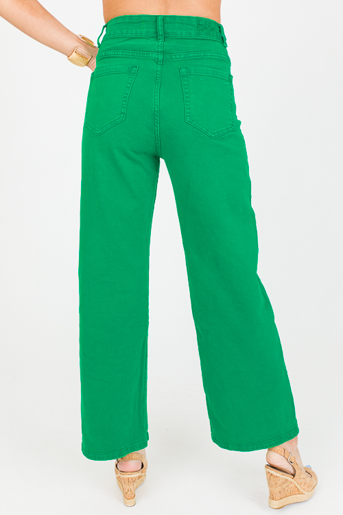 Wide Leg Jeans, Deep Green