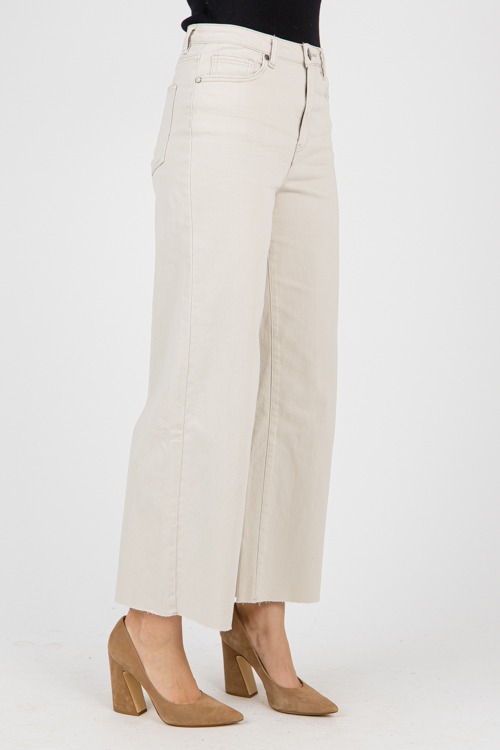 Raw Hem Wide Leg Pants, Ecru - 0214-127.jpg