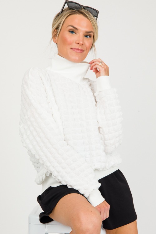 Bubble Texture Pullover, Ivory