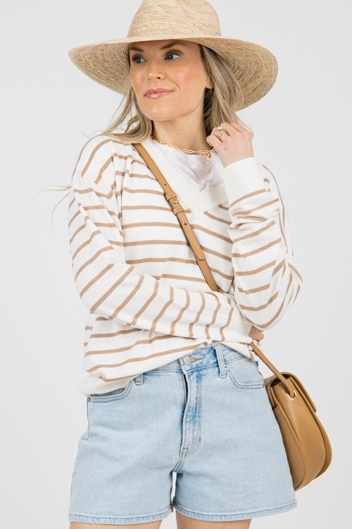 Dana Stripe Sweater, Mocha