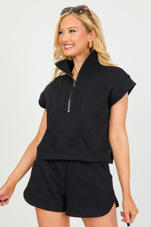 Quilted Shorts Set, Black