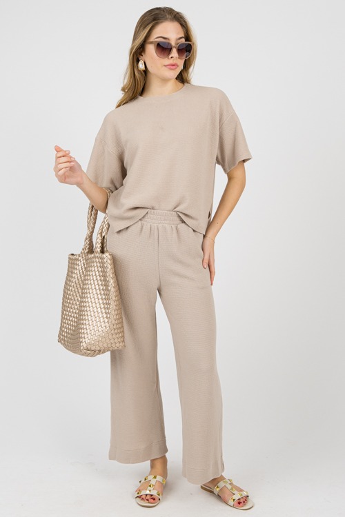 Cloud Knit Pants Set, Taupe