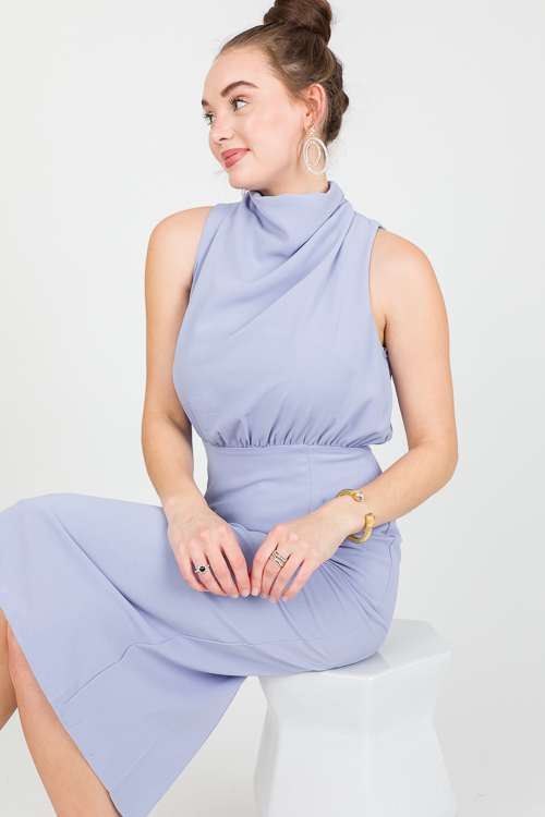 Drape Neck Midi, Blue